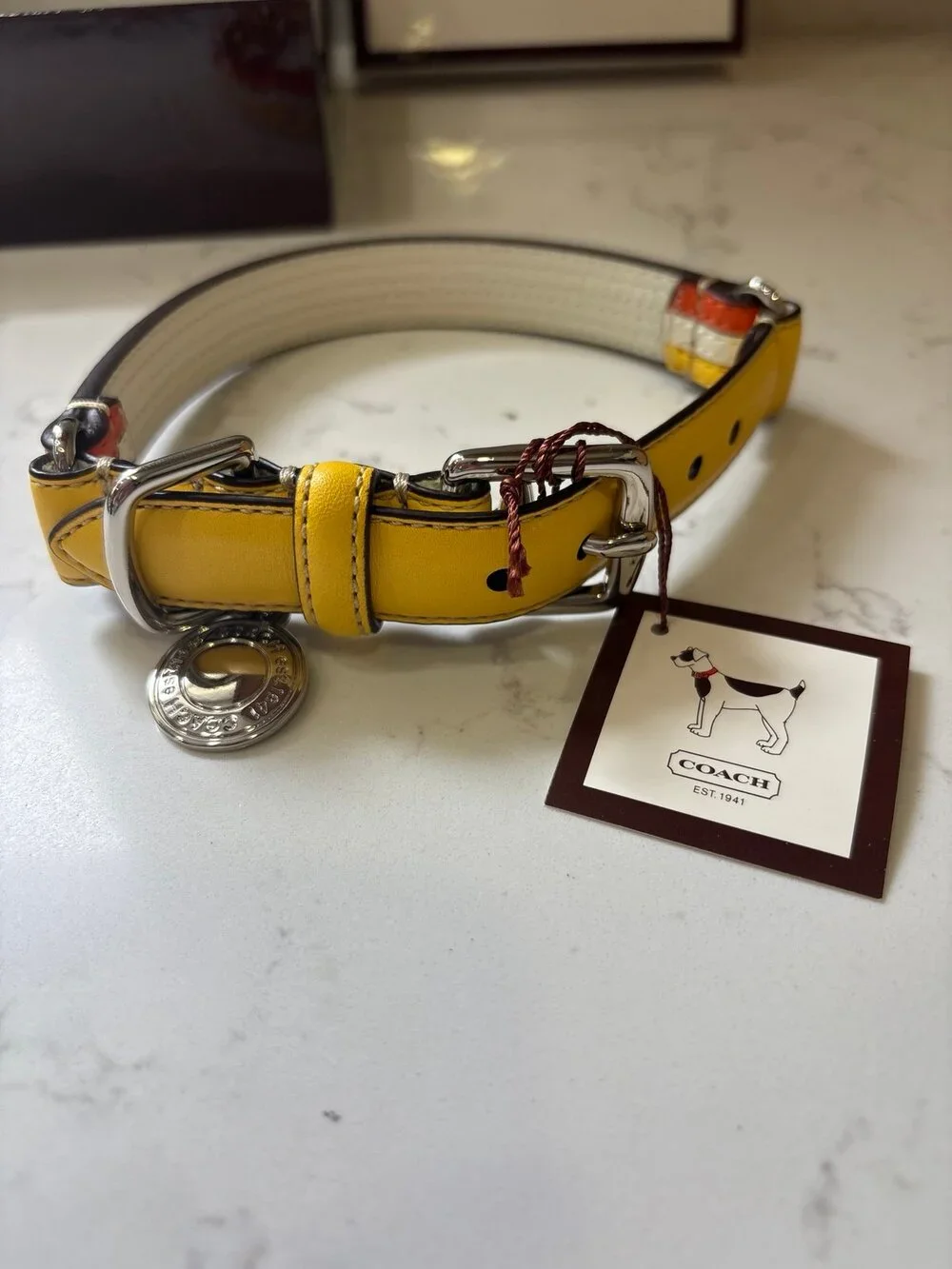 Small Yellow Coach Dog Collar NWT